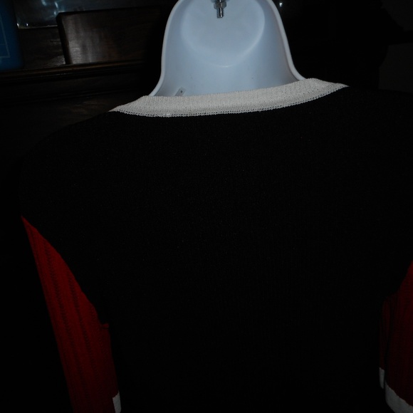 2/$15 Black, red, white open knit sweater, Small - Picture 6 of 6